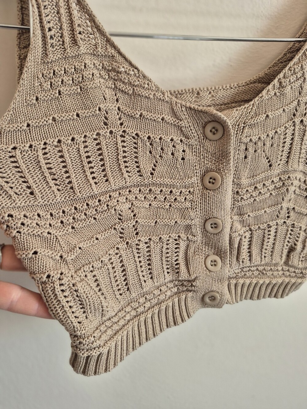 Knit Button Front Crop Top - Picture 3 of 3